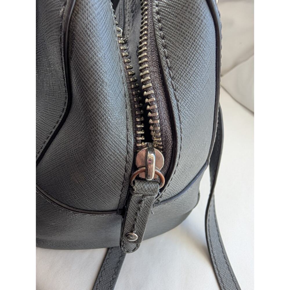 Michael Kors Reese Gray Saffiano Zip Satchel Top Handle Bag Crossbody Strap - Picture 11 of 14